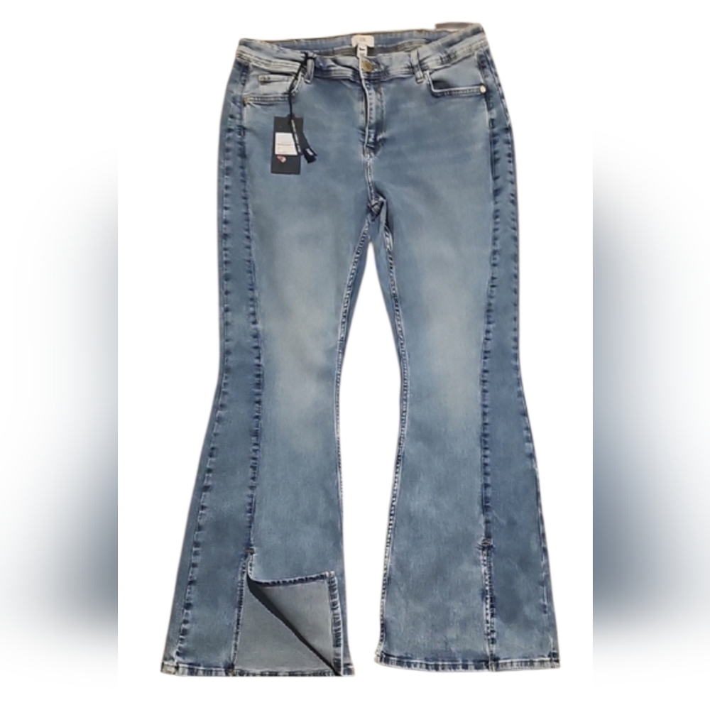 River Island Blue Flare Wide Leg Jeans